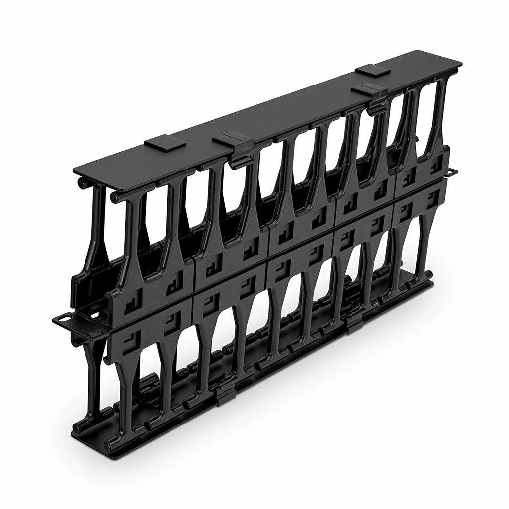 Horizontal Dual Sided High Capacity Cable Manager, 1RU, Finger Duct with Cover, 9.07 in. Depth