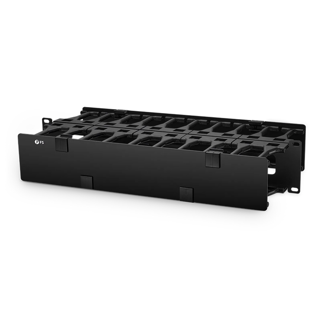 Horizontal Dual Sided Steel Manager, 2RU, Finger Duct with Cover, 9.1 in. Depth