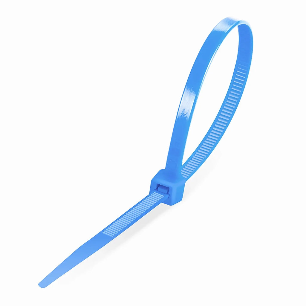 100Pcs/Pack 8in.L x 0.18in.W Self-Locking Nylon Cable Ties, Blue