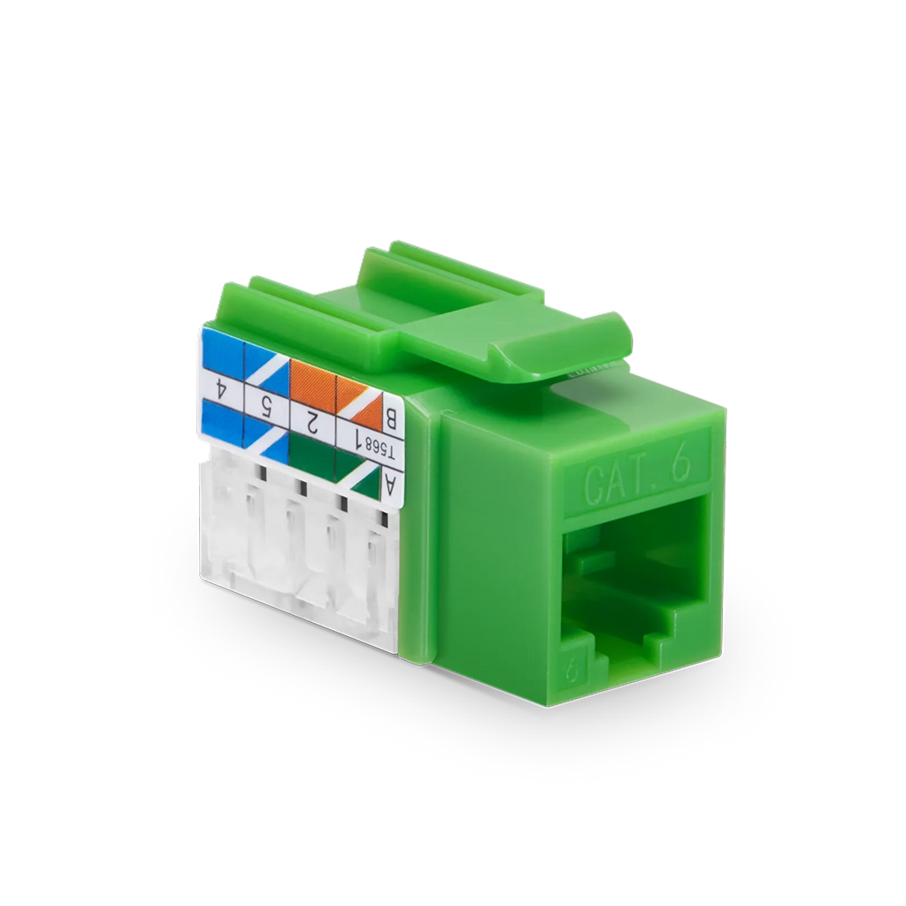 Cat6 RJ45 (8P8C) Unshielded Punch Down Keystone Jack Module, Green, 12Pcs/Pack