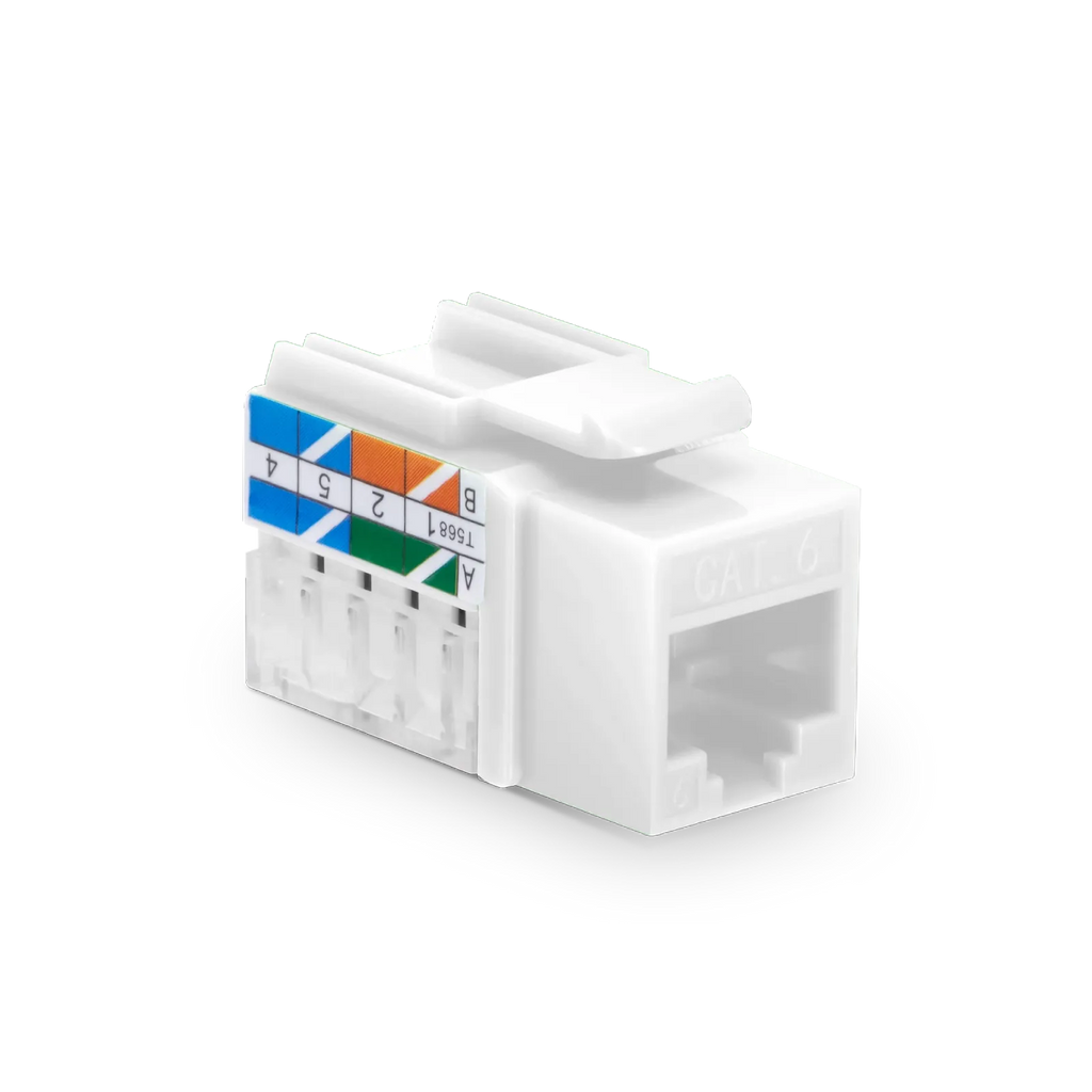Cat6 RJ45 (8P8C) Unshielded Punch Down Keystone Jack Module, White, 12Pcs/Pack