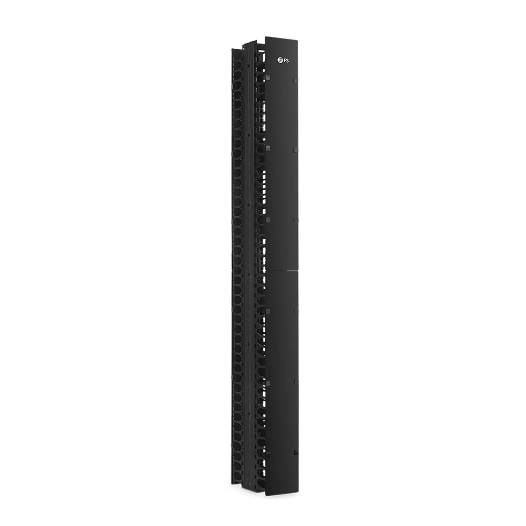 Vertical Dual Sided Steel Cable Manager, 45RU, Bend Radius Finger, 5.5 in. Wide