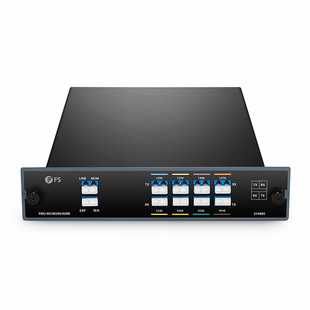 8 Channels CWDM Mux Demux, 1290-1610nm, with Monitor and Expansion Port, 4.5dB Typical IL, LC/UPC, Single Fiber, Side B, FMU Plug-in Module