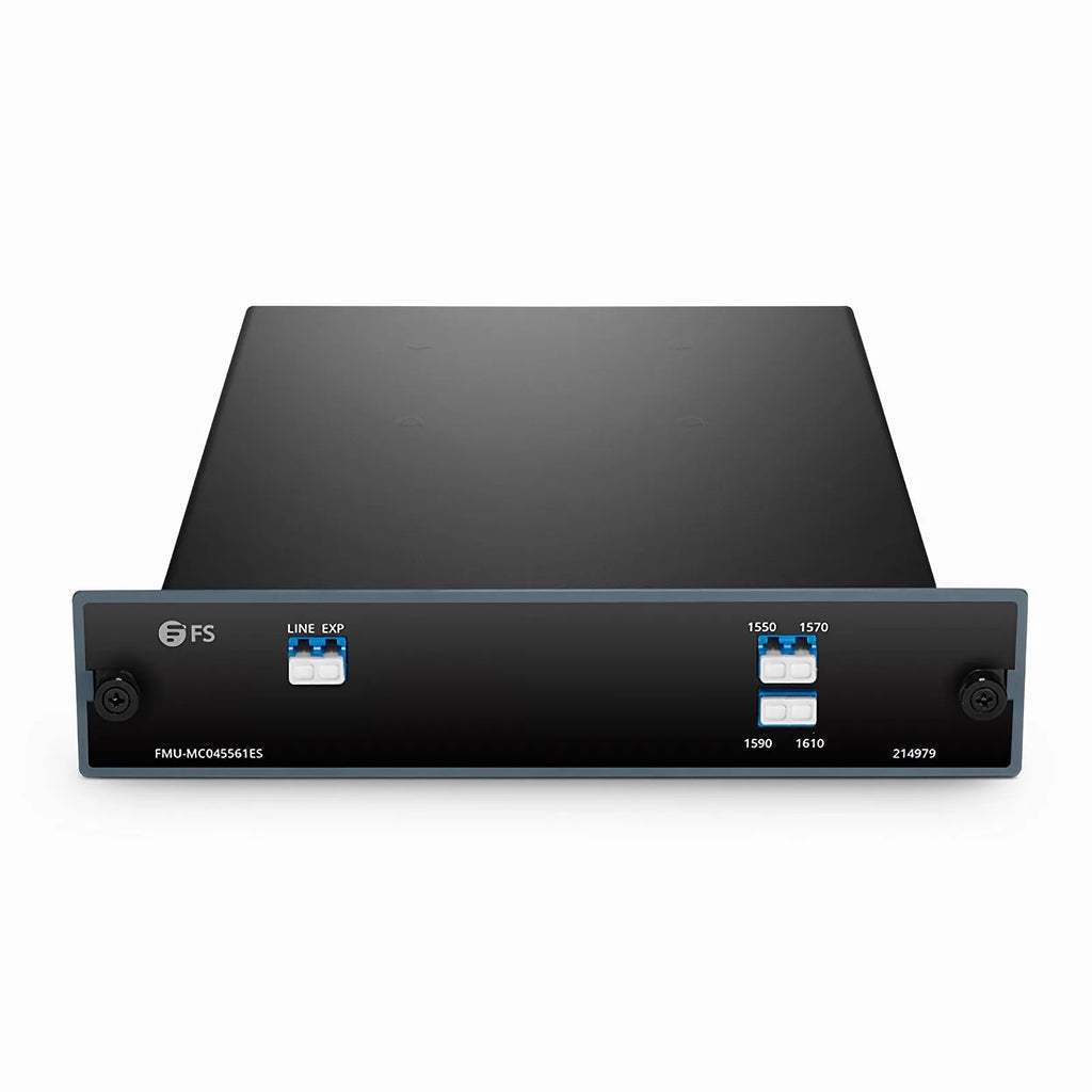 4 Channels CWDM Mux or Demux, 1550-1610nm, with Expansion Port, 1.5dB Typical IL, LC/UPC, Single Fiber, FMU Plug-in Module