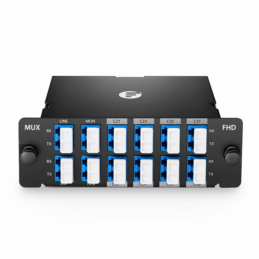 8 Channels DWDM Mux Demux, 100GHz C21-C28, with Monitor, Expansion and 1310nm Port, 2.4dB Typical IL, LC/UPC, Dual Fiber, High Density, FHDâ„¢ Plug-in Module