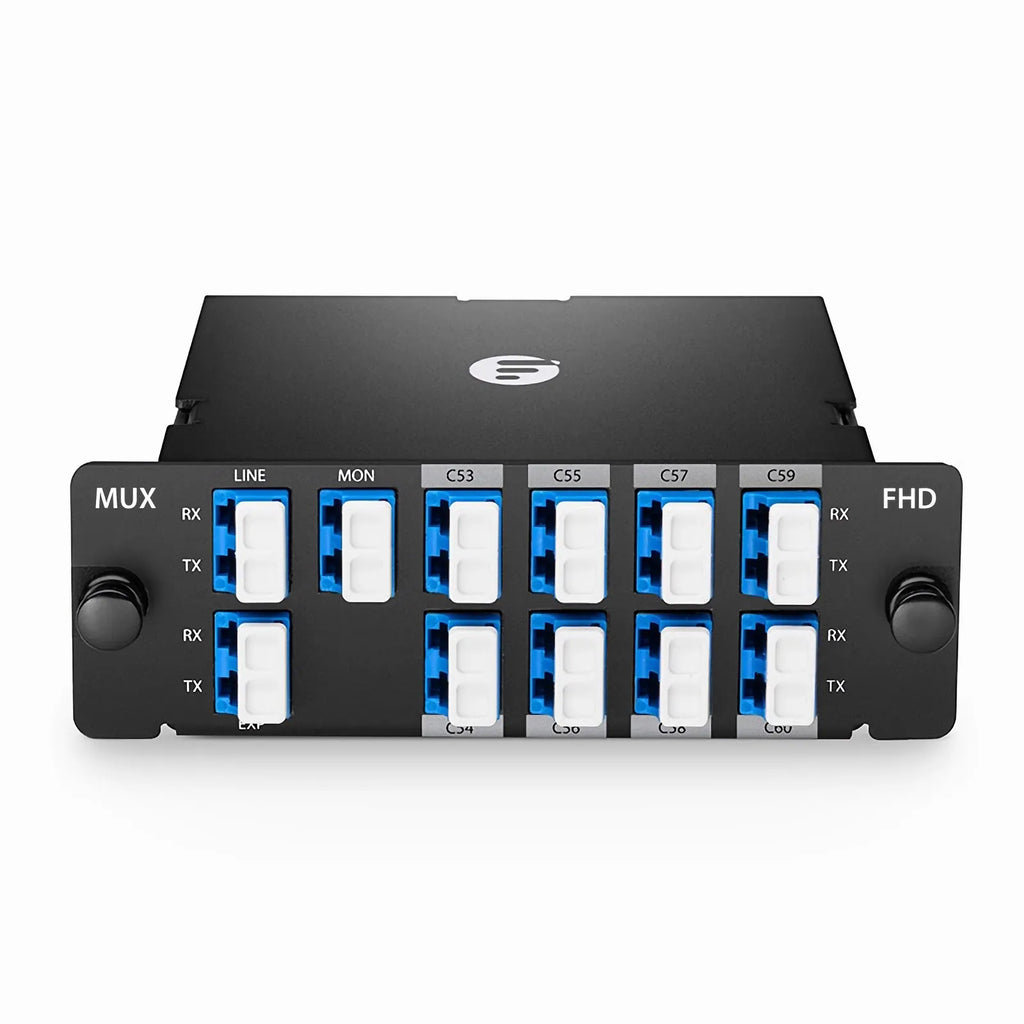 8 Channels DWDM Mux Demux, 100GHz C53-C60, with Monitor and Expansion Port, 2.4dB Typical IL, LC/UPC, Dual Fiber, High Density, FHDâ„¢ Plug-in Module