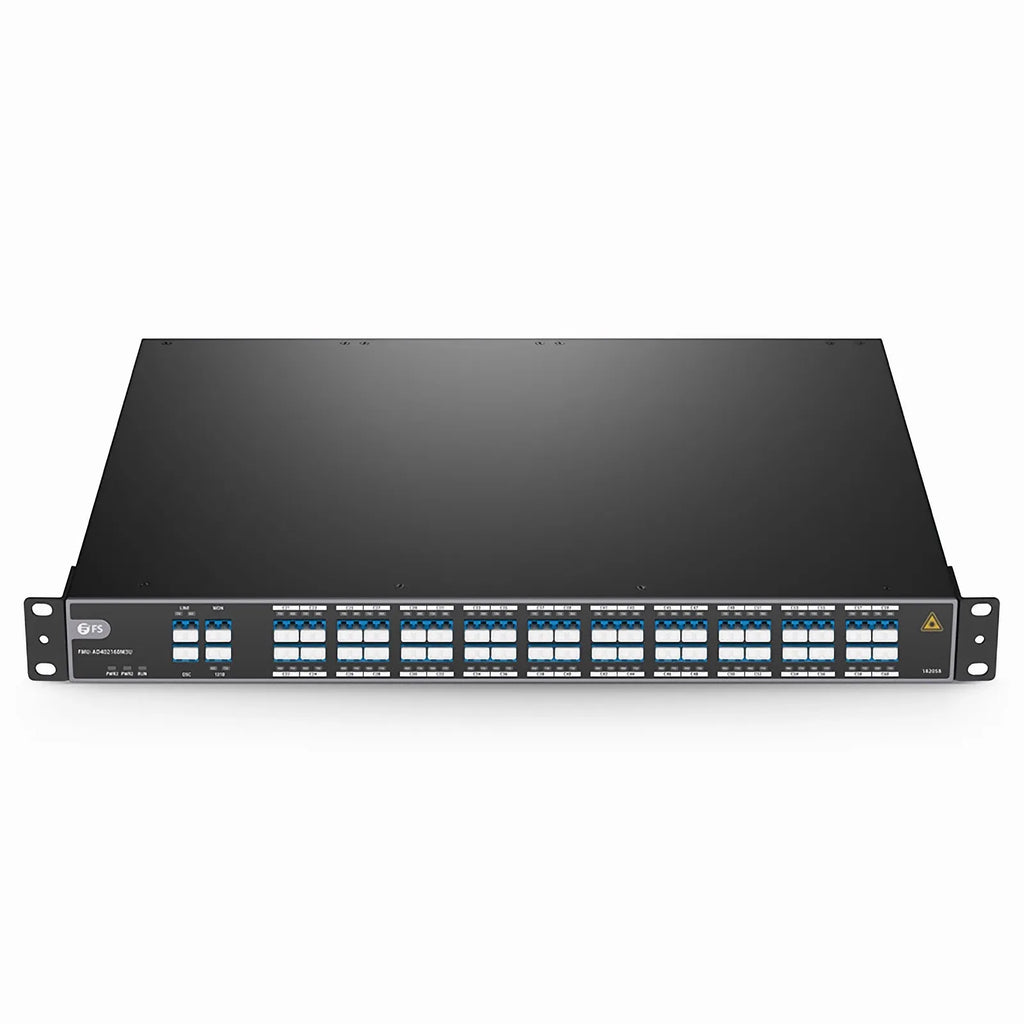 40 Channels Active DWDM Mux Demux, 100GHz C21-C60, with Monitor and 1310nm Port, 4.5dB Typical IL, LC/UPC, Dual Fiber, FMU 1U Rack Mount