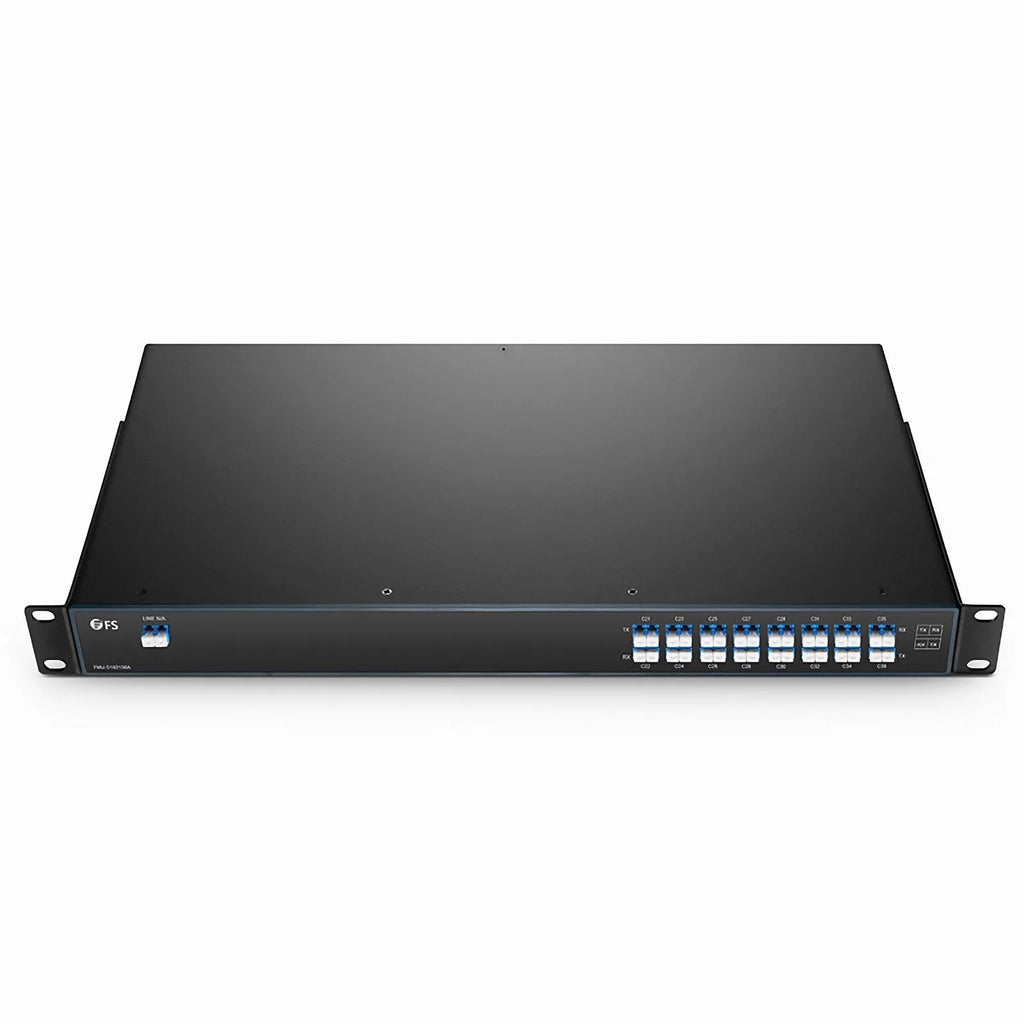 16 Channels DWDM Mux Demux, 100GHz C21-C36, 4.0dB Typical IL, LC/UPC, Single Fiber, Side-A, FMU 1U Rack Mount