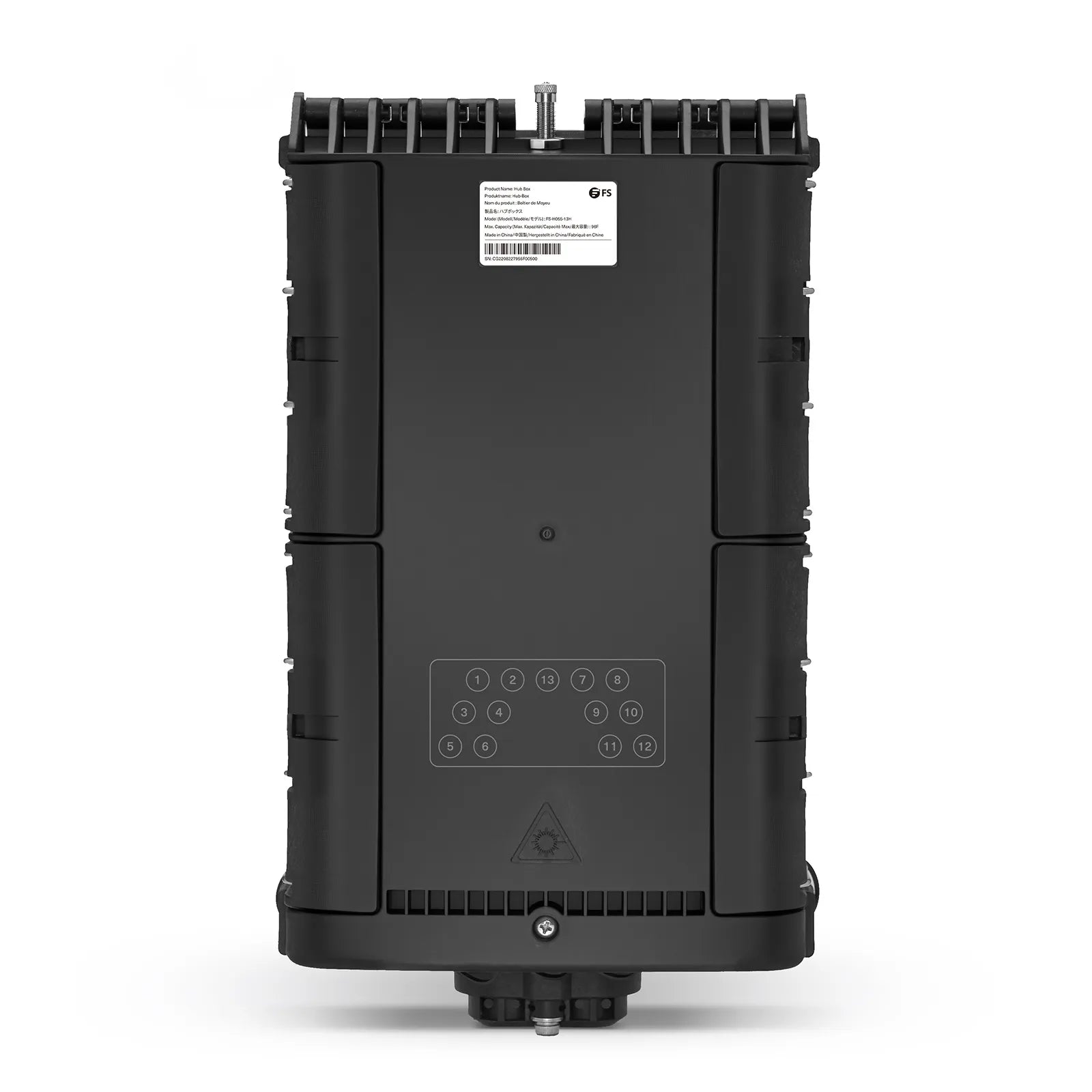 Fully Pre-Terminated Fiber Distribution Hub Box for Quick ODN, 1 Uncut Port, 13 SC/APC Hardened Adapters, Mechanical Seal, Supports 1:2/1:4/1:8 Mini Splitters, PP+GF, IP68, Wall/Pole/Aerial Mount, Indoor/Outdoor