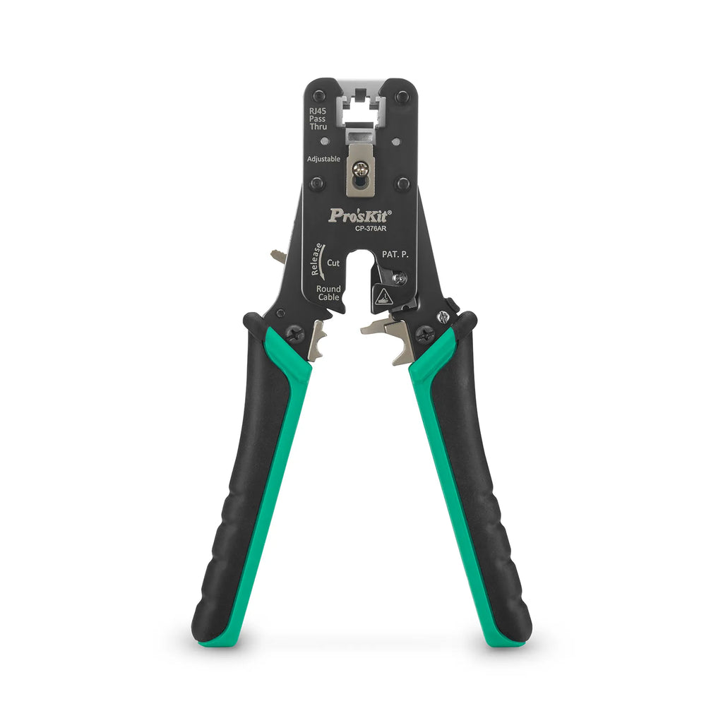 Cat5/6/7 RJ45 Pass-Through Professional Modular Crimper with Built-in Wire Cutter and Stripper