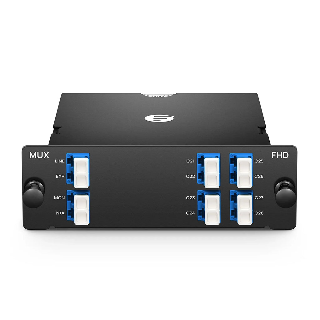 8 Channels DWDM Mux or Demux, 100GHz C21-C28, with Monitor and Expansion Port, 2.75dB Typical IL, LC/UPC, Single Fiber, High Density, FHDâ„¢ Plug-in Module