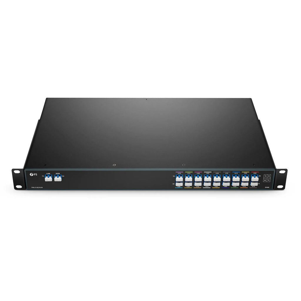 18 Channels CWDM Mux Demux, 1270-1610nm, with Monitor Port, 5.0dB Typical IL, LC/UPC, Dual Fiber, FMU 1U Rack Mount