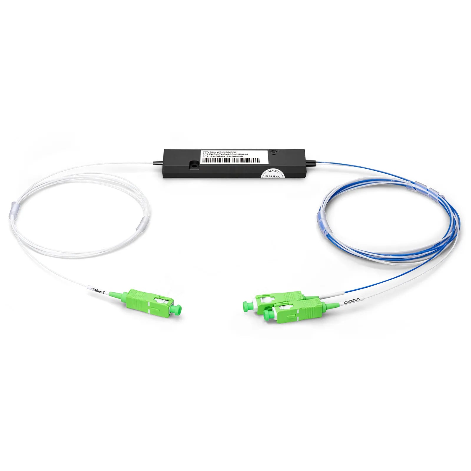 FWDM-T13R15-AB-90-SCA-15, T1310/R1550nm Filter Wavelength Division Multiplexer, ABS Module, SC/APC, 900Î¼m, 1.5m