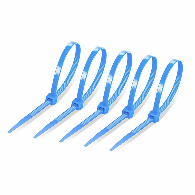 100Pcs/Pack 8in.L x 0.18in.W Self-Locking Nylon Cable Ties, Blue