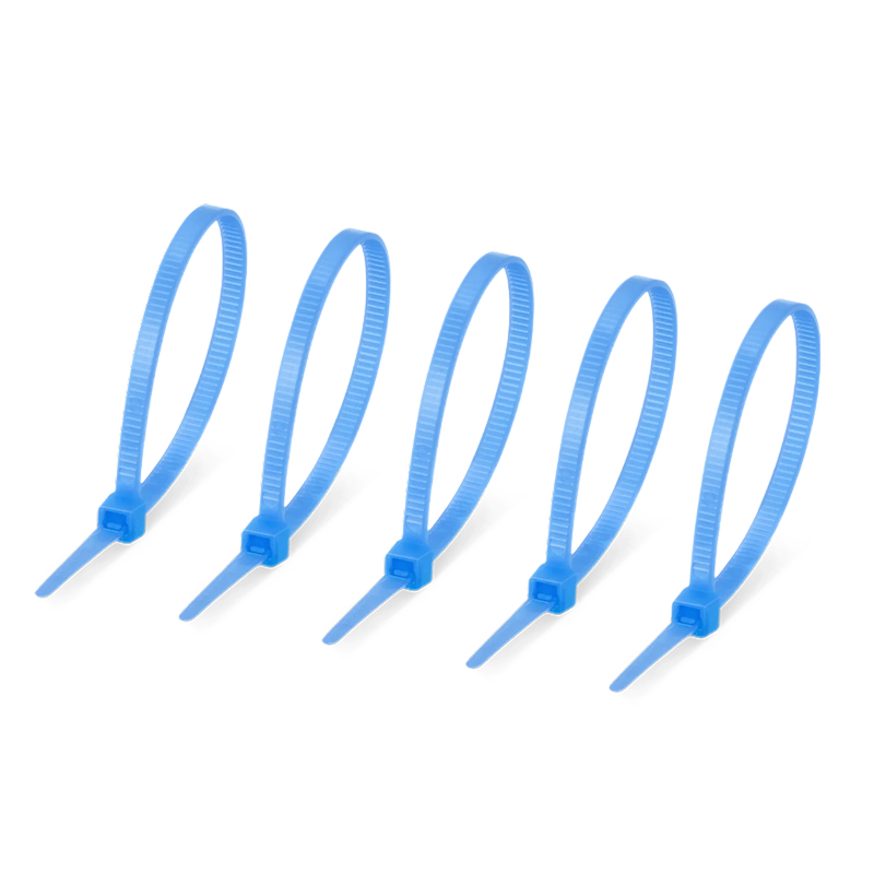 100Pcs/Pack 6in.L x 0.15in.W Self-Locking Nylon Cable Ties, Blue