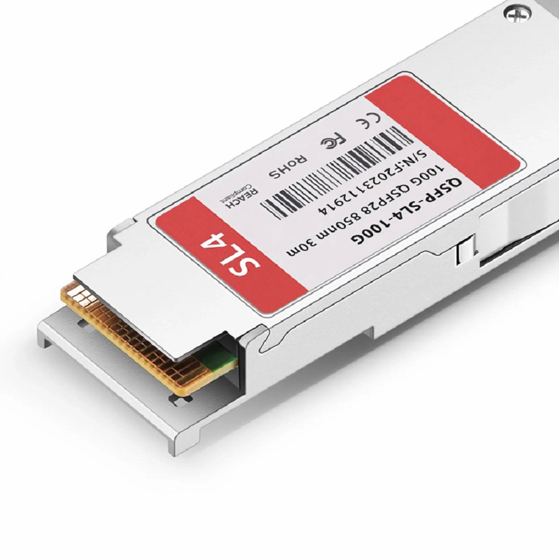 Arista Compatible 100GBASE-SL4 QSFP28 4 x 25G NRZ 850nm 30m DOM MPO-12/UPC MMF Optical Transceiver Module, Breakout to 4 x 25G-SR