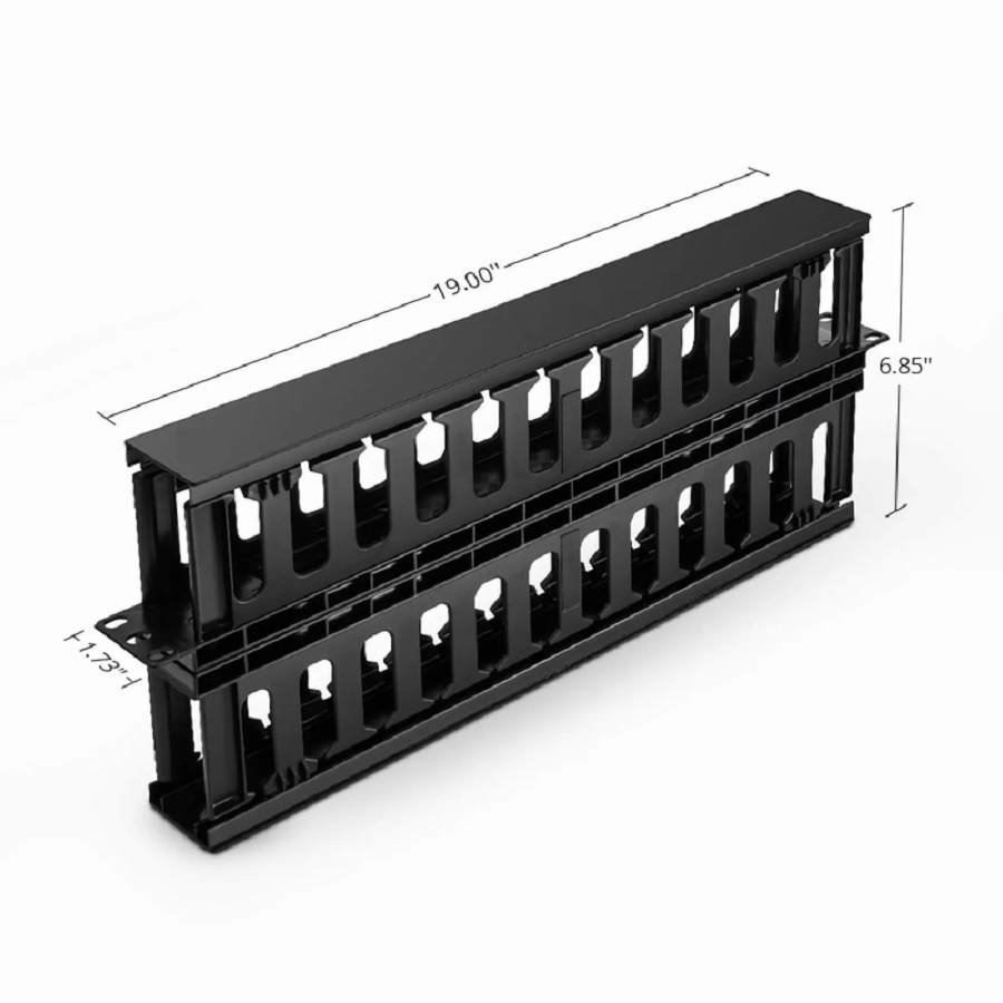 Horizontal Dual Sided Manager, 1RU, Finger Duct with Cover, 6.85 in. Depth