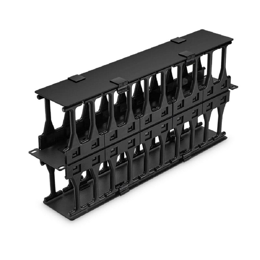 Horizontal Dual Sided Steel Manager, 2RU, Finger Duct with Cover, 9.1 in. Depth