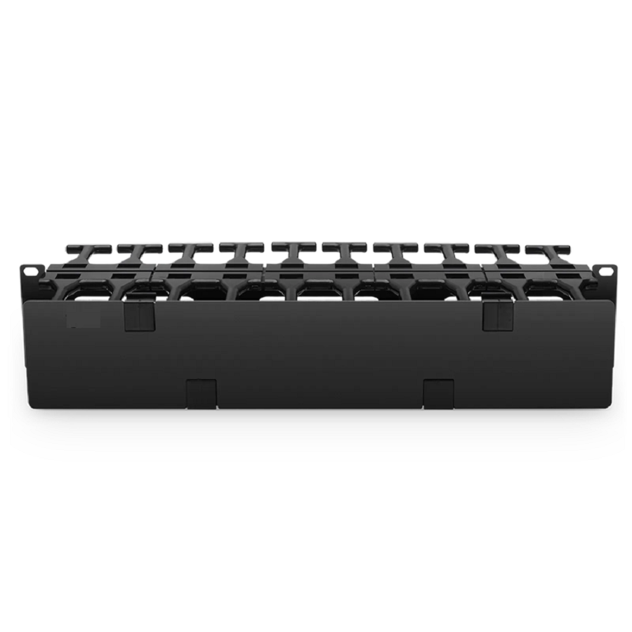 Horizontal Dual Sided Steel Manager, 2RU, Finger Duct with Cover, 9.1 in. Depth