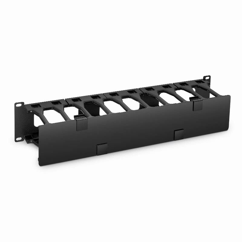 Horizontal Single Sided High Capacity Cable Manager, 2RU, Finger Duct with Cover, 4.56 in. Depth
