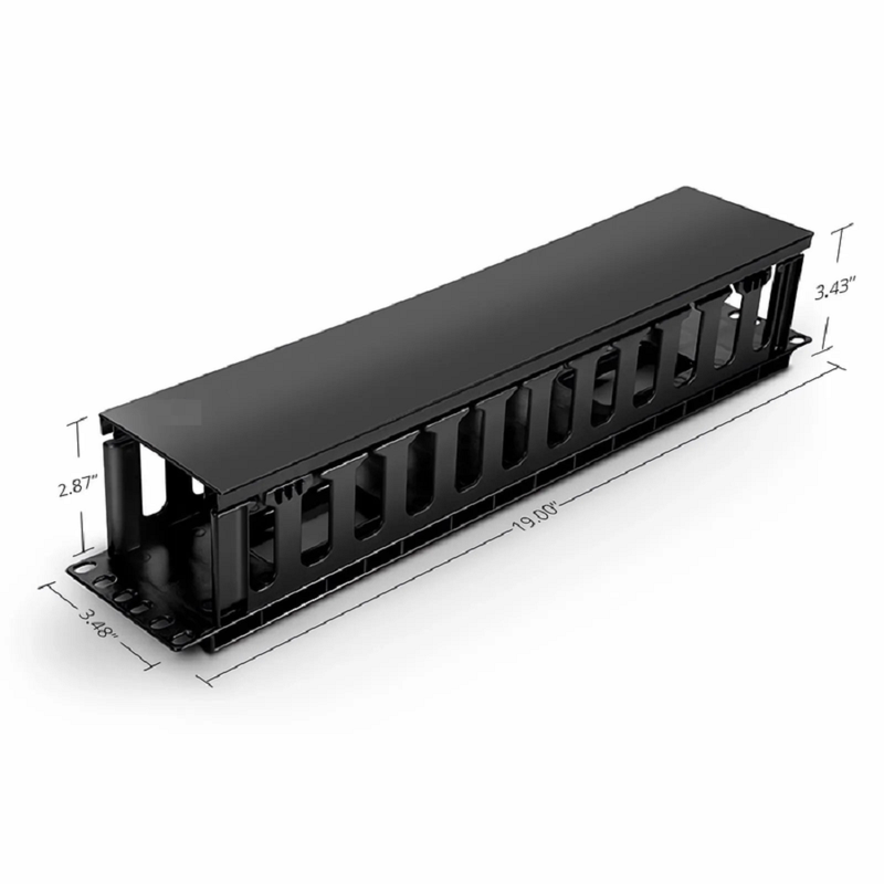 Horizontal Single Sided Manager, 2RU, Finger Duct with Cover, 3.43 in. Depth