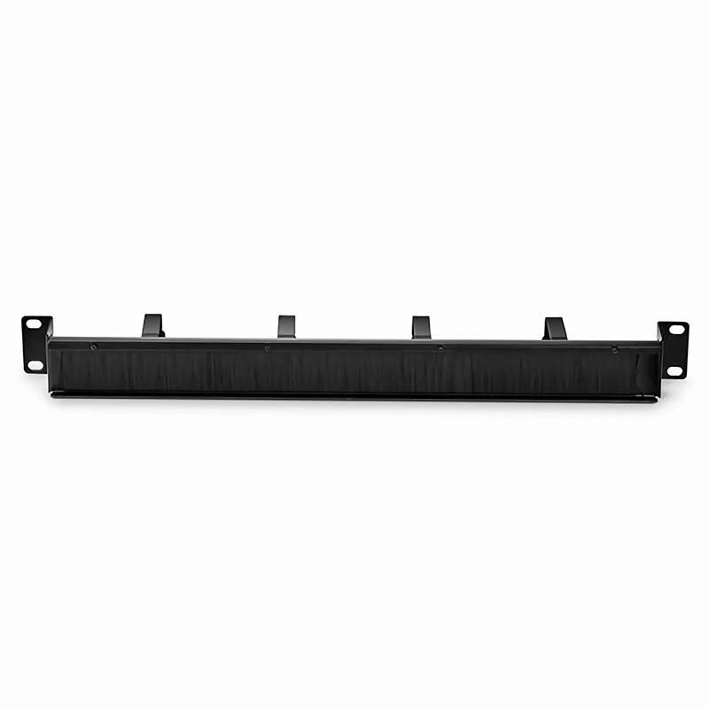 Recessed Horizontal Single Sided Pass-Thru Manager, 1RU, 4 D-rings & Brush Strip, 3.46 in. Depth