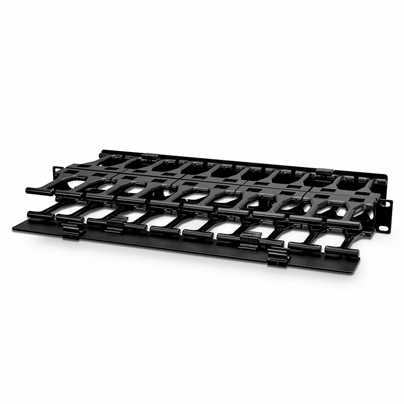 Horizontal Dual Sided High Capacity Cable Manager, 1RU, Finger Duct with Cover, 9.07 in. Depth