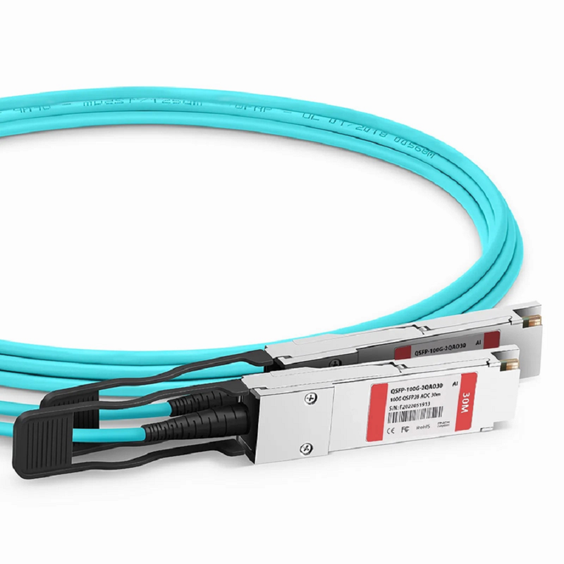 100m (328ft) Cisco Compatible 100G QSFP28 4 x 25G NRZ to 2 x 50G QSFP28 2 x 25G NRZ Active Optical Breakout Cable