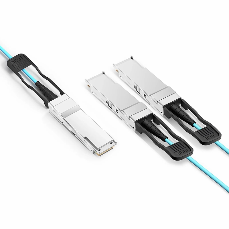 30m (98ft) Netgear Compatible 100G QSFP28 4 x 25G NRZ to 2 x 50G QSFP28 2 x 25G NRZ Active Optical Breakout Cable