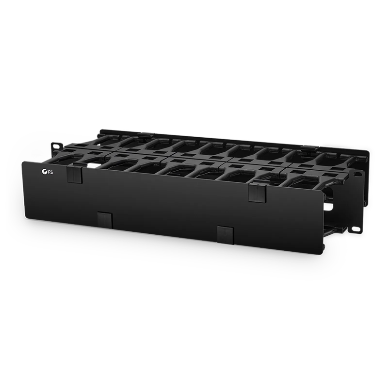 Horizontal Dual Sided Steel Manager, 2RU, Finger Duct with Cover, 9.1 in. Depth
