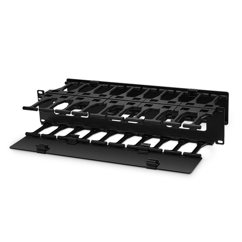 Horizontal Dual Sided Steel Manager, 2RU, Finger Duct with Cover, 9.1 in. Depth