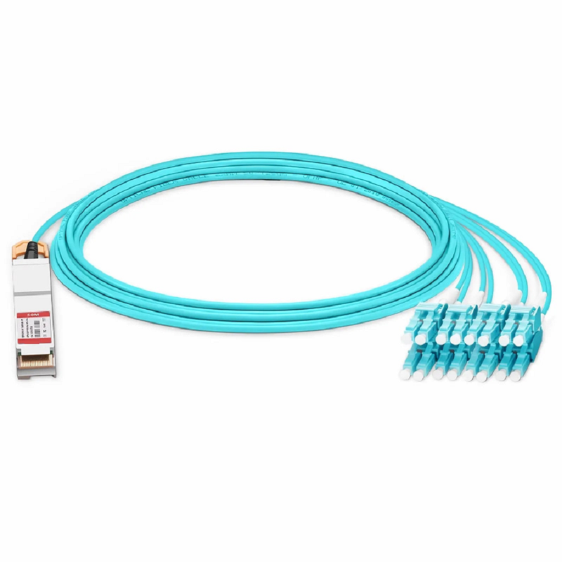 50m (164ft) Generic Compatible 200G QSFP-DD 8 x 25G NRZ to 8 x 25G LC Duplex Active Optical Breakout Cable