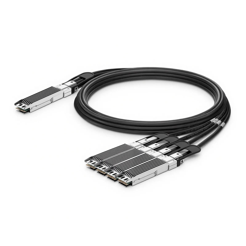 0.5m (2ft) 800G OSFP 8 x 100G PAM4 Finned Top to 4 x 200G OSFP 2 x 100G PAM4 Finned Top Passive Direct Attach Copper Breakout Cable for FS Switches