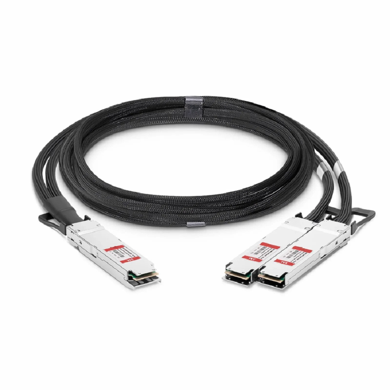 1m (3ft) Generic Compatible 800G OSFP 8 x 100G PAM4 Finned Top to 2 x 400G OSFP 4 x 100G PAM4 Flat Top Active Direct Attach Copper Breakout Cable