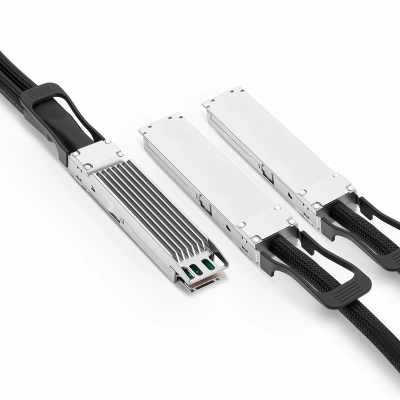 5m (16ft) NVIDIA/Mellanox MCA7J60-N005 Compatible 800G OSFP 8 x 100G PAM4 Finned Top to 2 x 400G OSFP 4 x 100G PAM4 Flat Top Ethernet Active Direct Attach Copper Breakout Cable