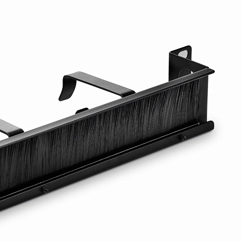 Recessed Horizontal Single Sided Pass-Thru Manager, 1RU, 4 D-rings & Brush Strip, 3.46 in. Depth