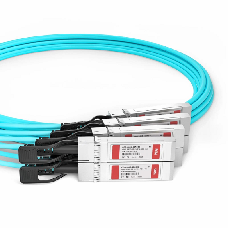10m (33ft) Generic Compatible 400G QSFP-DD 8 x 50G PAM4 to 8 x 50G SFP56 25G NRZ Active Optical Breakout Cable