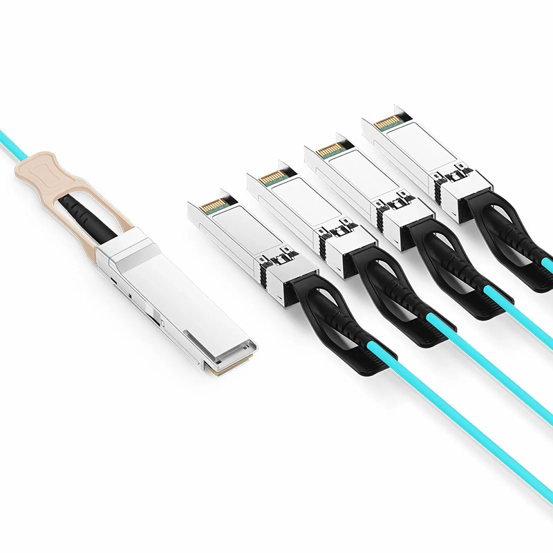 15m (49ft) Generic Compatible 200G QSFP56 4 x 50G PAM4 to 4 x 50G SFP56 50G PAM4 Active Optical Breakout Cable