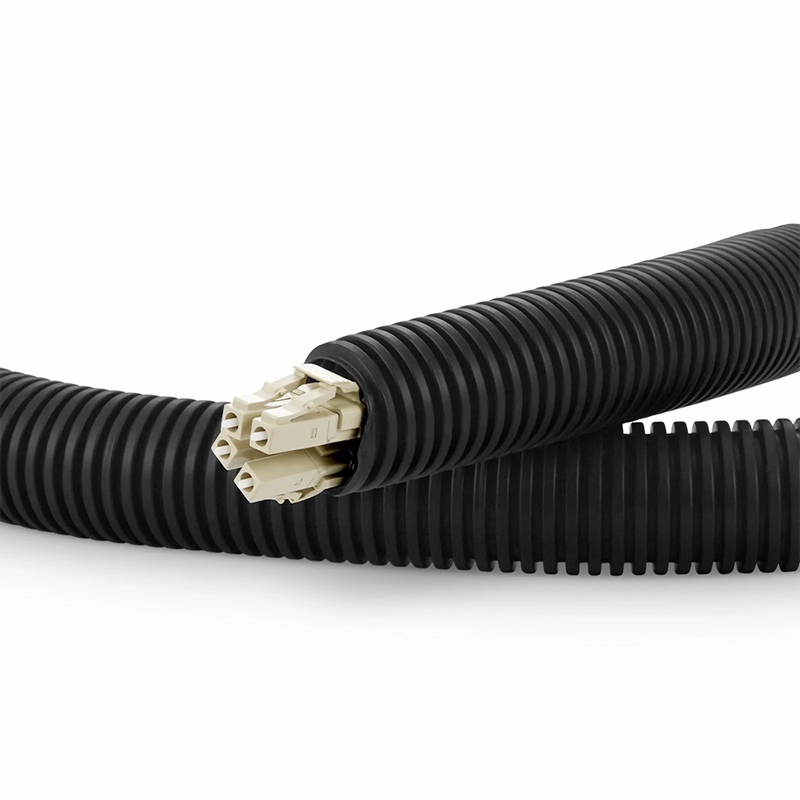 10m (33ft) Black Flame Retardant Polypropylene Convoluted Tubing, 19mm Inside Diameter