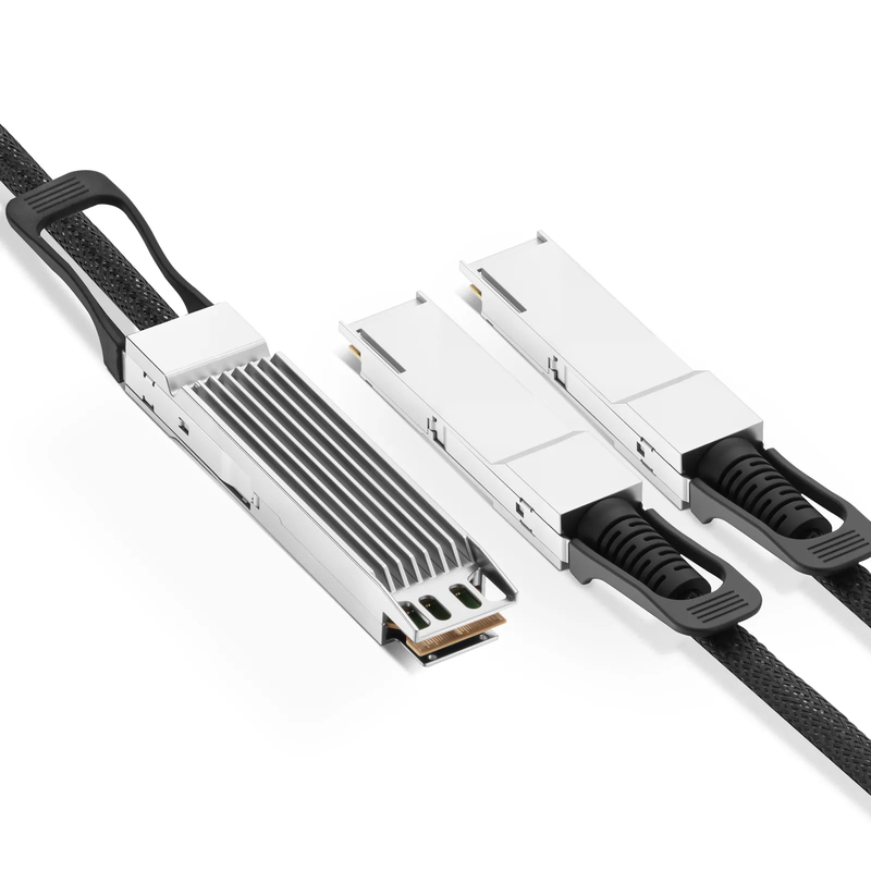 5m (16ft) NVIDIA/Mellanox Compatible 800G Twin-port OSFP 8 x 100G PAM4 Finned Top to 2 x 400G QSFP112 4 x 100G PAM4 Ethernet Active Electrical Breakout Cable