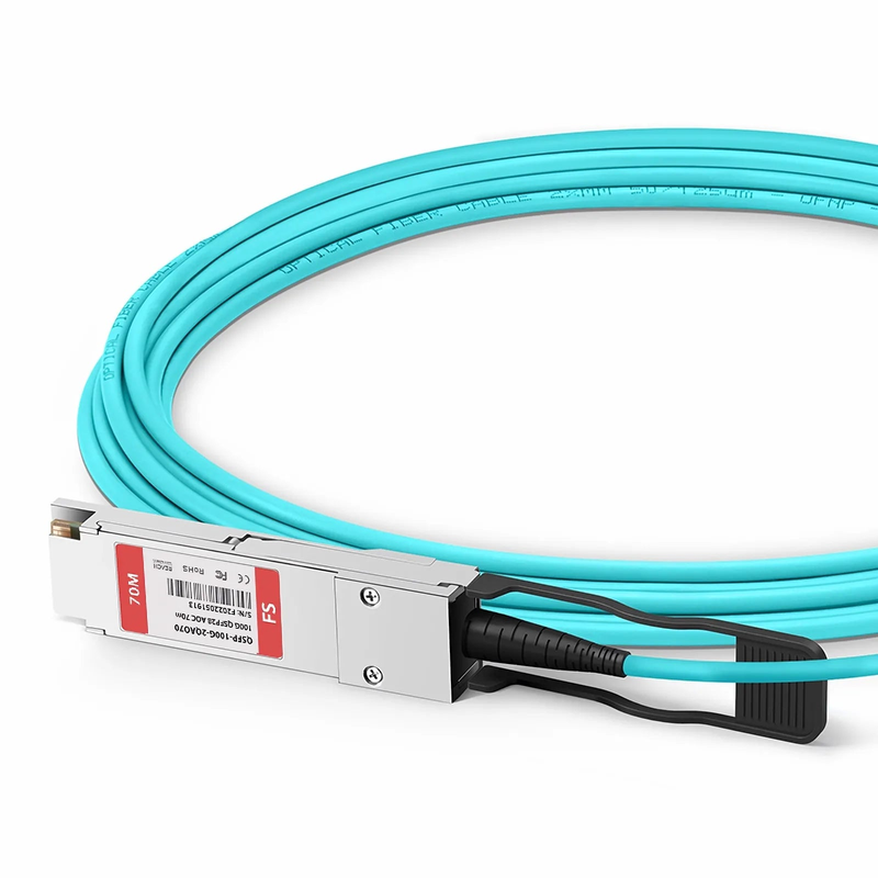 70m (230ft) Cisco Compatible 100G QSFP28 4 x 25G NRZ to 2 x 50G QSFP28 2 x 25G NRZ Active Optical Breakout Cable