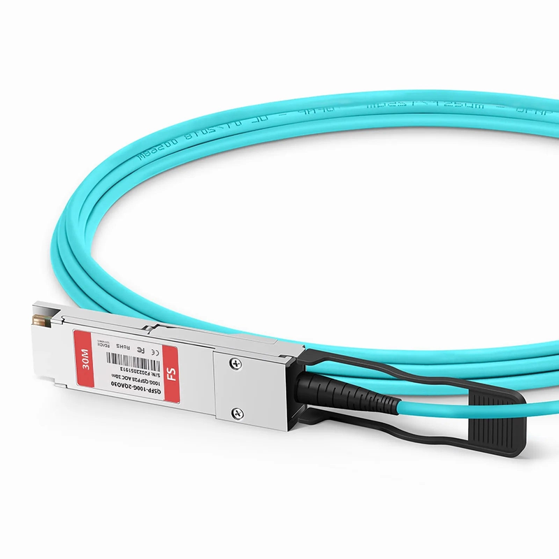 30m (98ft) Cisco Compatible 100G QSFP28 4 x 25G NRZ to 2 x 50G QSFP28 2 x 25G NRZ Active Optical Breakout Cable