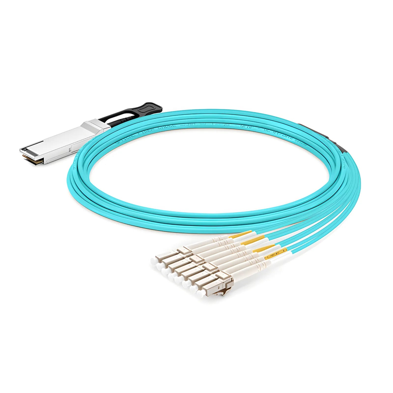 50m (164ft) Cisco Compatible 100G QSFP28 4 x 25G NRZ to 4 Duplex LC 25G NRZ Active Optical Breakout Cable