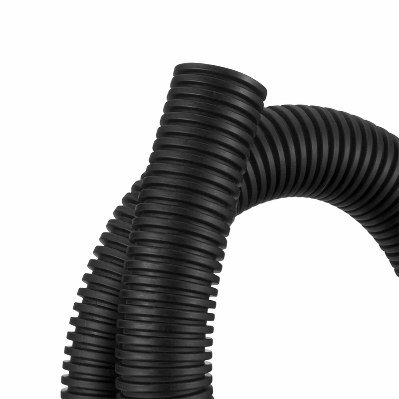 25m (82ft) Black Flame Retardant Polypropylene Convoluted Tubing, 19mm Inside Diameter