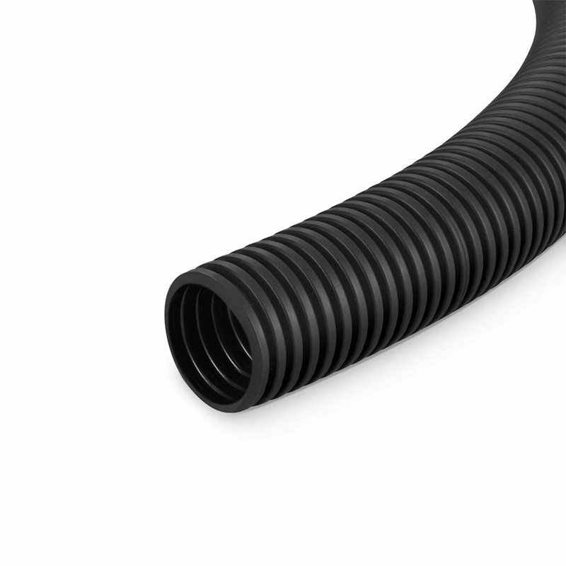 10m (33ft) Black Flame Retardant Polypropylene Convoluted Tubing, 19mm Inside Diameter
