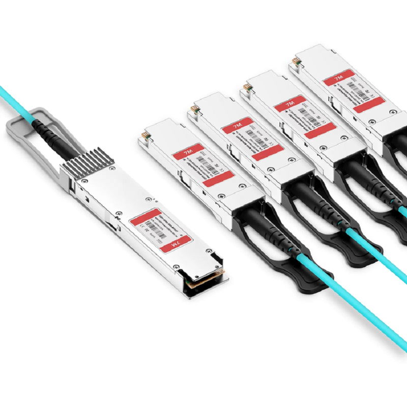 20m (66ft) Arista Networks Compatible 400G OSFP 8 x 50G PAM4 Finned Top to 4 x 100G QSFP28 4 x 25G NRZ Active Optical Breakout Cable