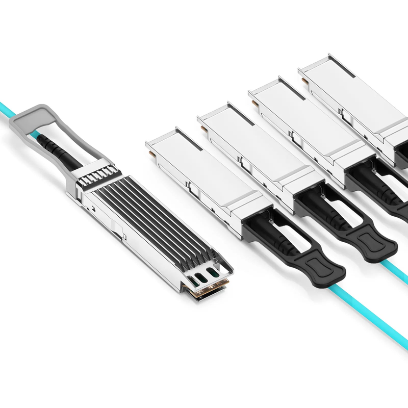 20m (66ft) Arista Networks Compatible 400G OSFP 8 x 50G PAM4 Finned Top to 4 x 100G QSFP28 4 x 25G NRZ Active Optical Breakout Cable