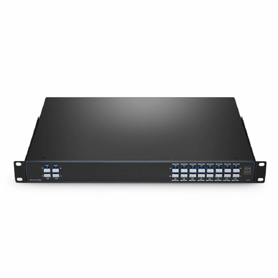 16 Channels DWDM Mux Demux, 100GHz C21-C36, with Monitor, Expansion and 1310nm Port, 4.4dB Typical IL, LC/UPC, Dual Fiber, FMU 1U Rack Mount