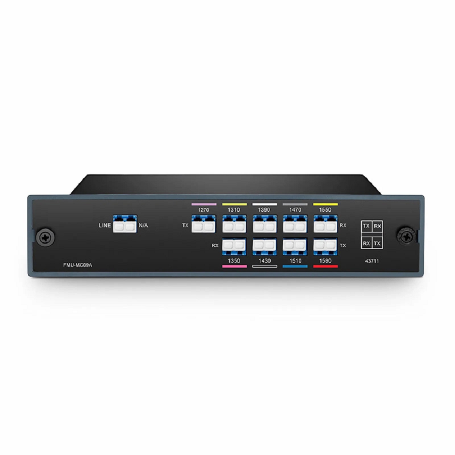 9 Channels CWDM Mux Demux, 1270-1590nm, 2.4dB Typical IL, LC/UPC, Single Fiber, Side-A, FMU Plug-in Module
