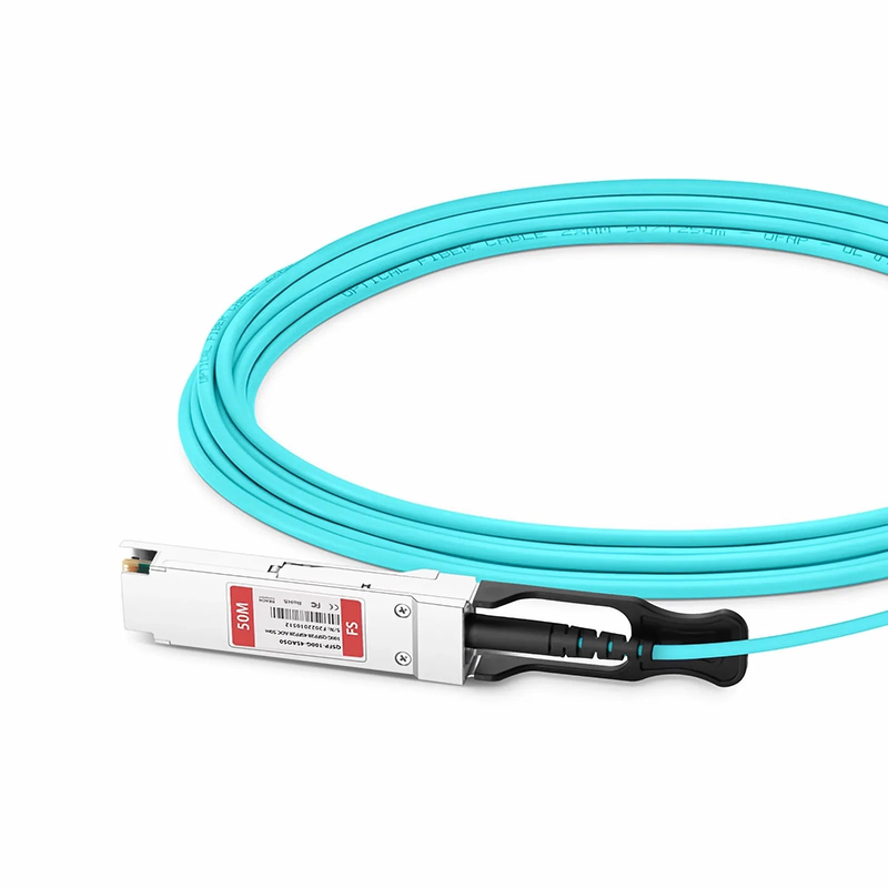 50m (164ft) Cisco QSFP-4SFP25G-AOC50M Compatible 100G QSFP28 4 x 25G NRZ to 4 x 25G SFP28 NRZ Active Optical Breakout Cable